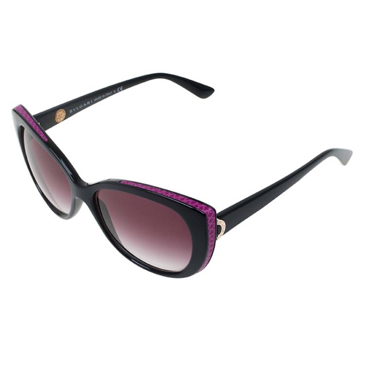 Pre Owned Bvlgari Purple and Black 8169-Q Cat Eye Sunglasses
