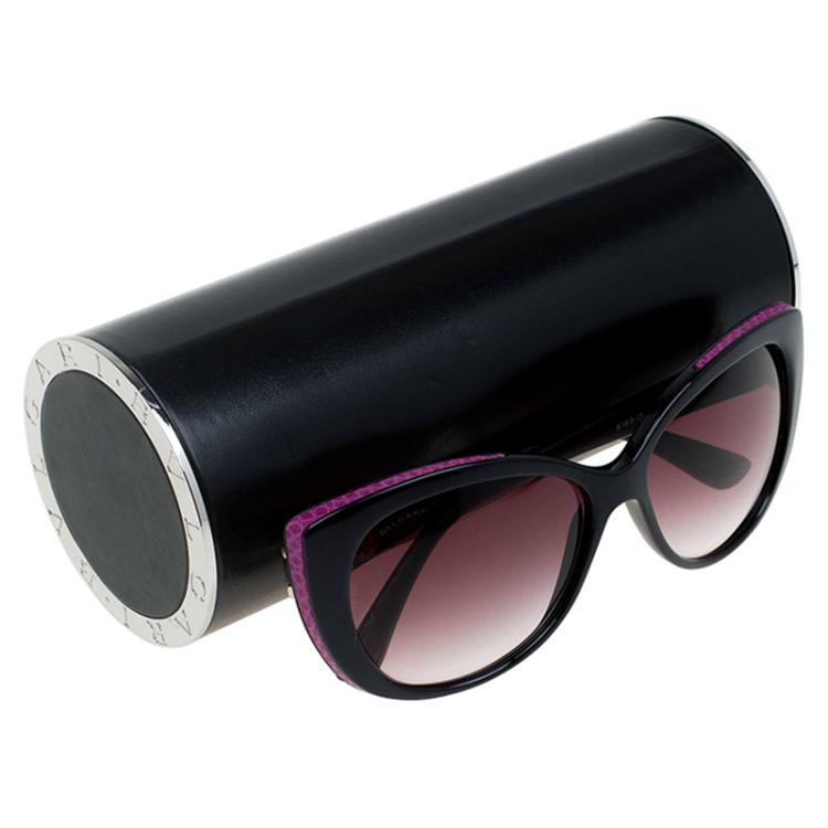Pre Owned Bvlgari Purple and Black 8169-Q Cat Eye Sunglasses