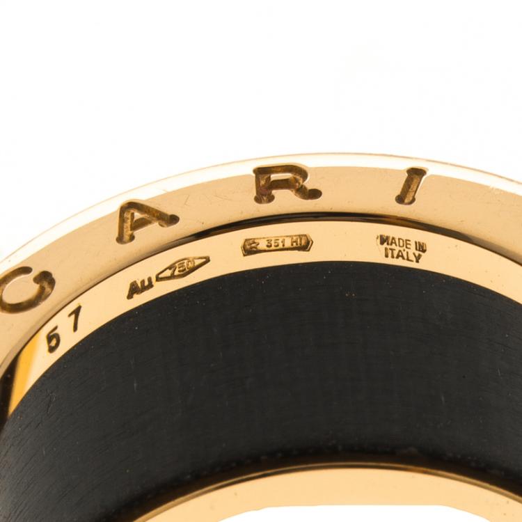 Pre Owned Bvlgari B.Zero1 Blue Marble 18k Rose Gold Band Ring Size 57