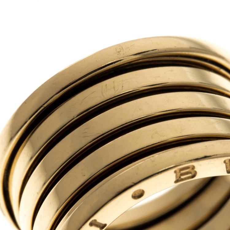 Pre Owned Bvlgari B.Zero1 4 Band 18K Yellow Gold Band Ring Size 54