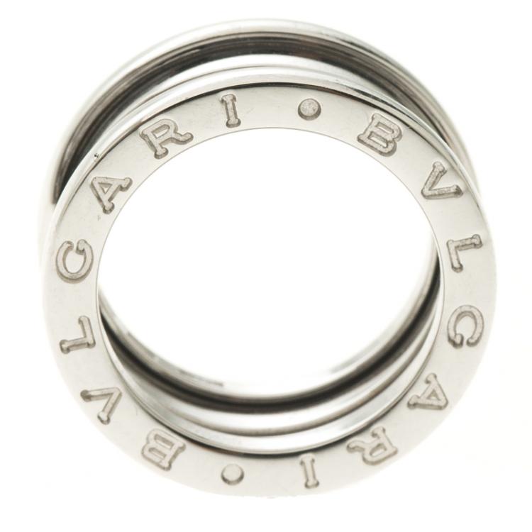 Pre Owned Bvlgari B.Zero1 3-Band White Gold Ring Size 49