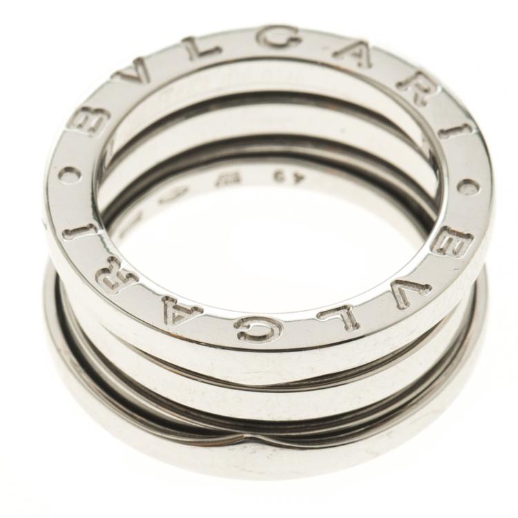 Pre Owned Bvlgari B.Zero1 3-Band White Gold Ring Size 49