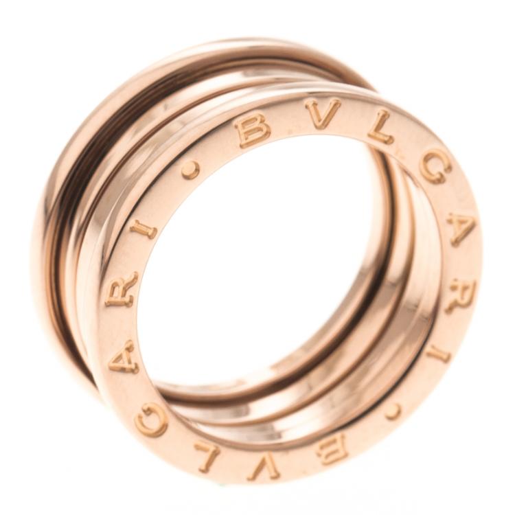 Pre Owned Bvlgari B.Zero1 3-Band 18k Rose Gold Ring Size 54