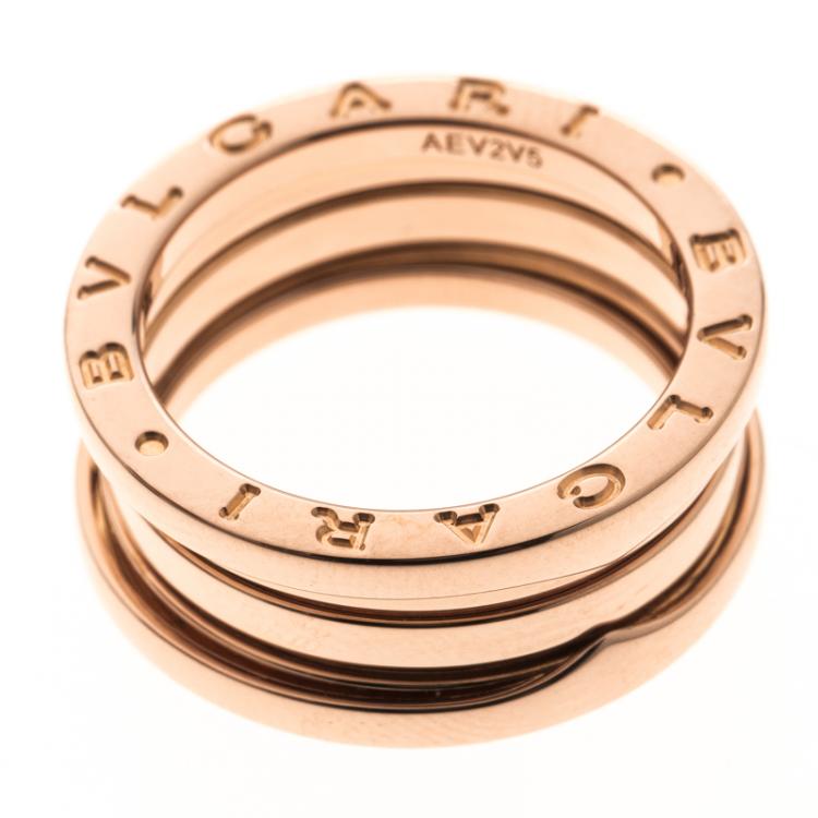 Pre Owned Bvlgari B.Zero1 3-Band 18k Rose Gold Ring Size 54