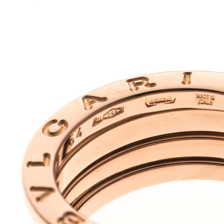 Pre Owned Bvlgari B.Zero1 3-Band 18k Rose Gold Ring Size 54