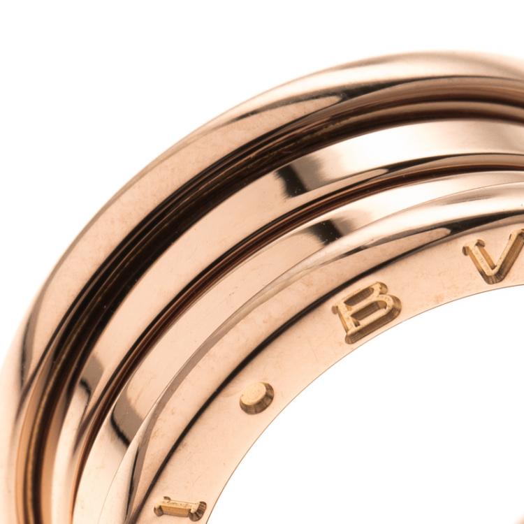 Pre Owned Bvlgari B.Zero1 3-Band 18k Rose Gold Ring Size 54