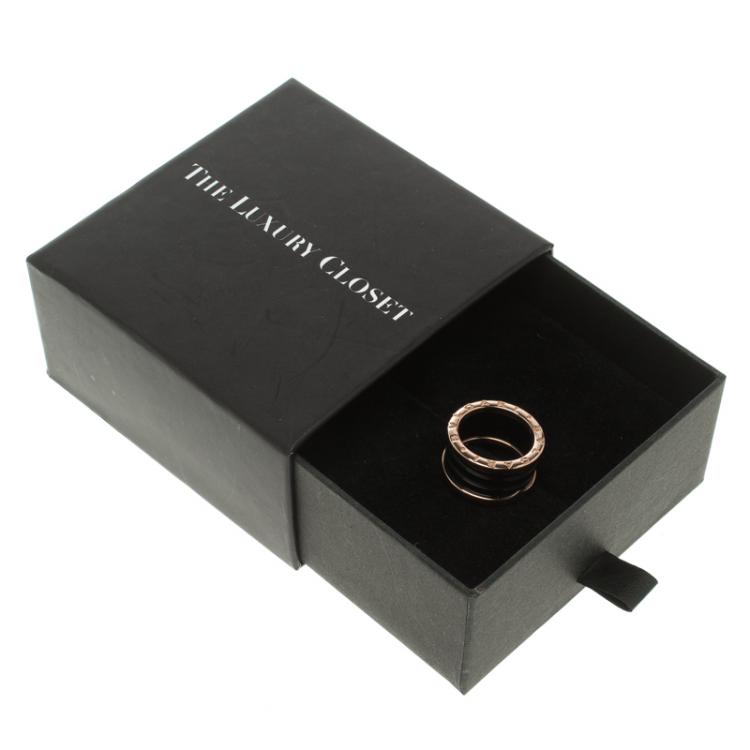 Pre Owned Bvlgari B.Zero1 4-band Ceramic and Rose Gold Ring Size 54