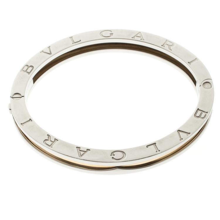 Pre Owned Bvlgari B.Zero1 18k Rose Gold & Steel Bracelet 16cm