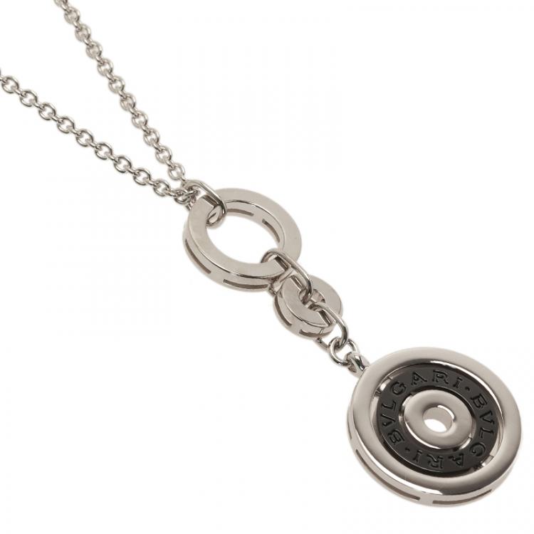 Pre Owned Bvlgari Cerchi White Gold Ceramic Pendant Necklace