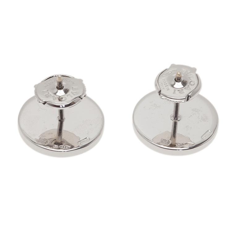 Pre Owned Bvlgari Bvlgari Diamond Pavè 18K White Gold Stud Earrings