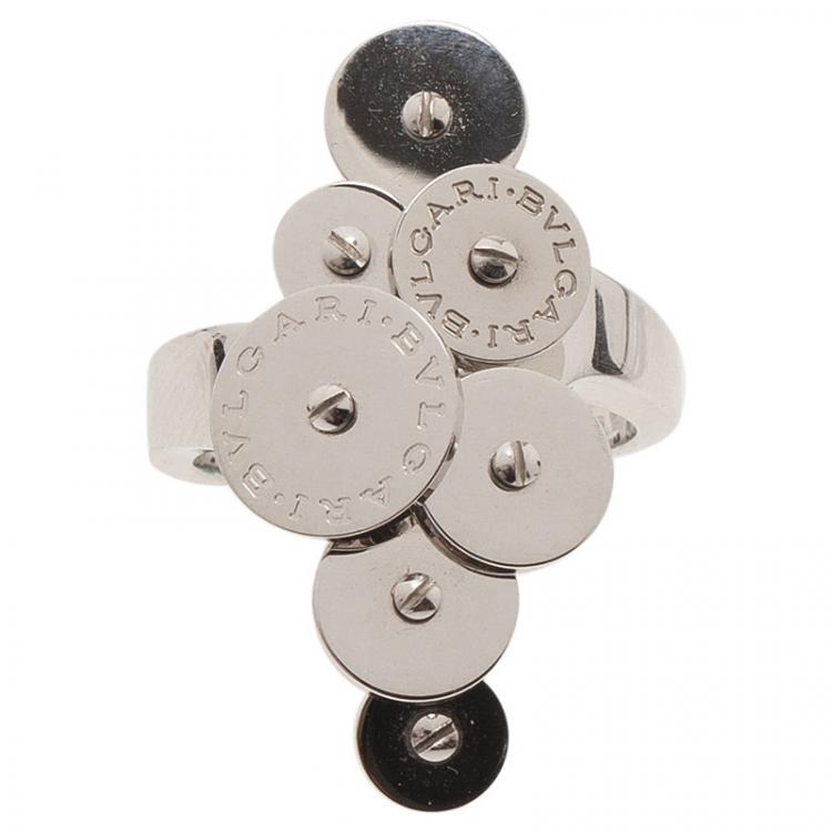 Pre Owned Bvlgari Cicladi White Gold Ring Size 56