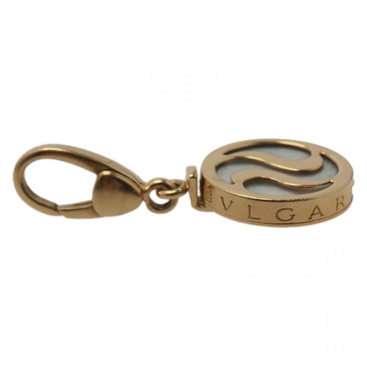 Pre Owned Bvlgari Optical Illusion Mother Of Pearl Yellow Gold Charm