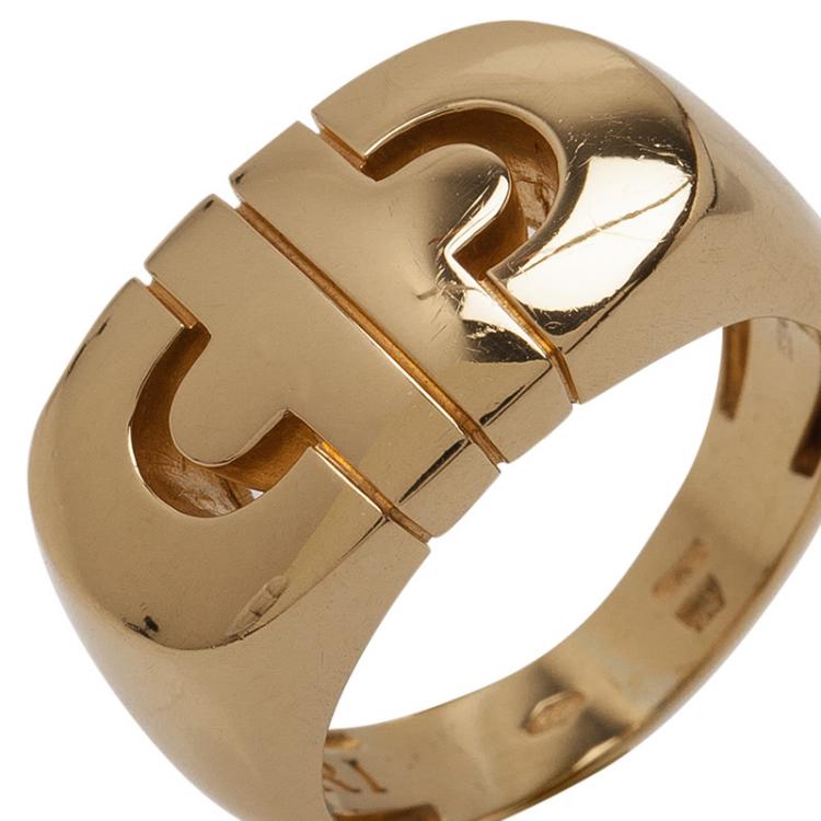 Pre Owned Bvlgari Parentesi Yellow Gold Ring Size 50