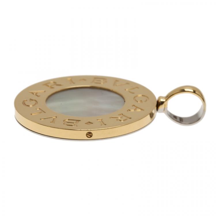 Pre Owned Bvlgari Bvlgari Onyx and Mother of Pearl Reversible Large Pendant