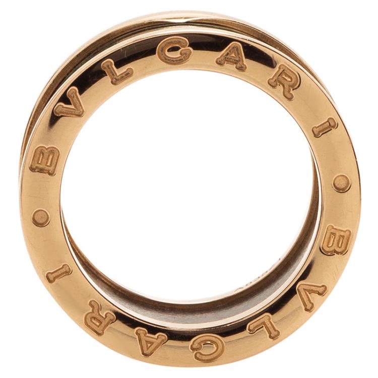 Pre Owned Bvlgari B.Zero1 Rose Gold and Green Marble Ring Size 53