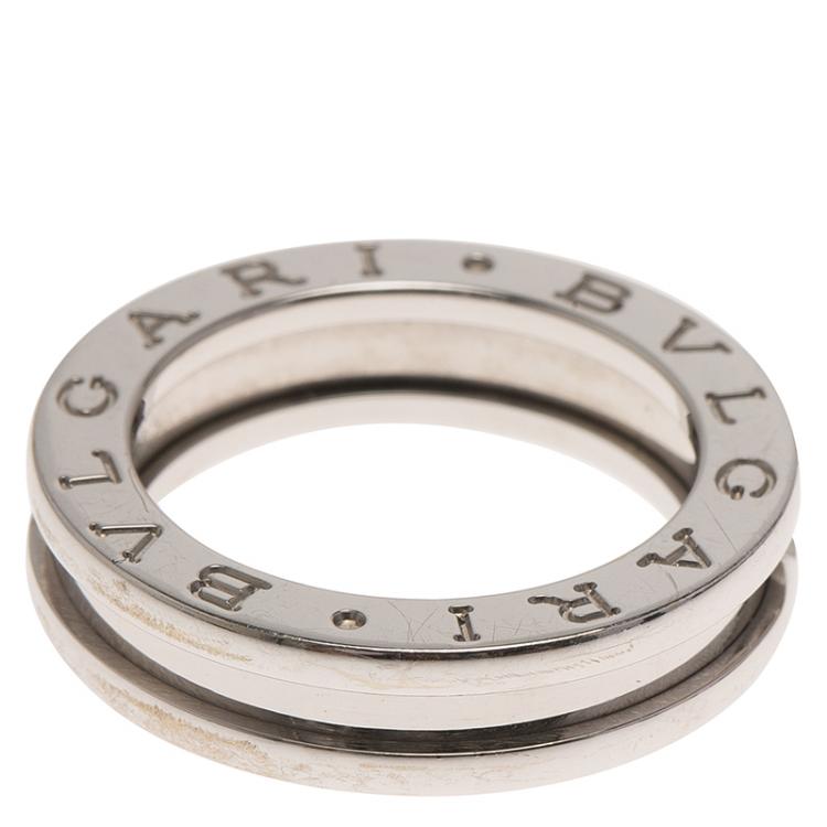 Pre Owned Bvlgari B.Zero1 18k White Gold Ring Size 49