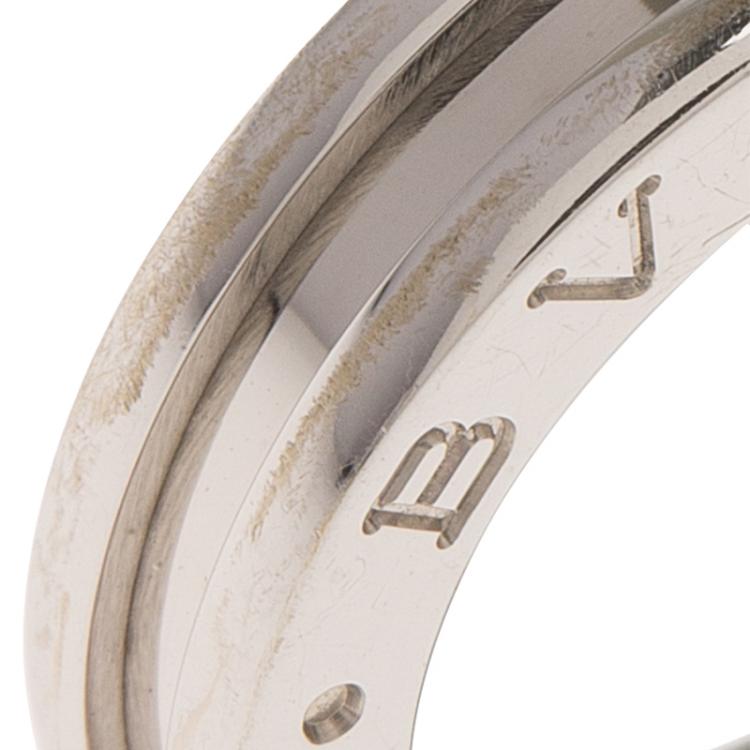 Pre Owned Bvlgari B.Zero1 18k White Gold Ring Size 49