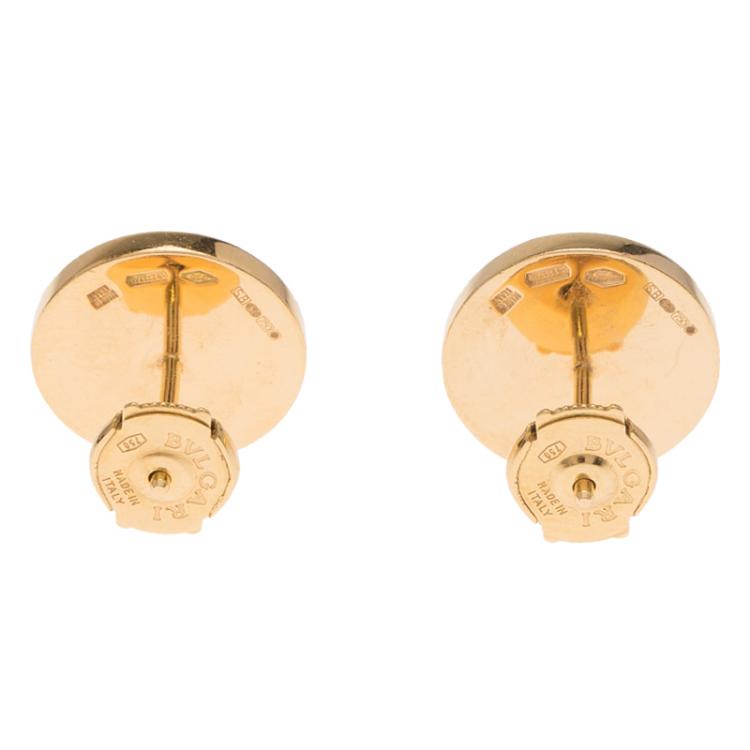 Pre Owned Bvlgari Onyx Yellow Gold Stud Earrings