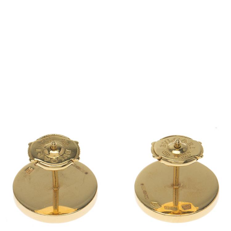 Pre Owned Bvlgari Onyx Yellow Gold Stud Earrings
