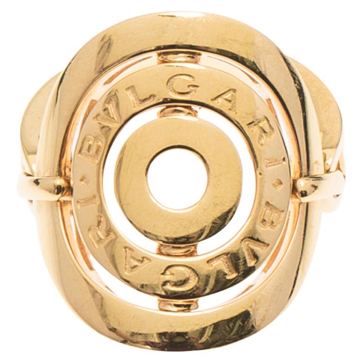 Pre Owned Bvlgari Cerchi Yellow Gold Ring Size 53