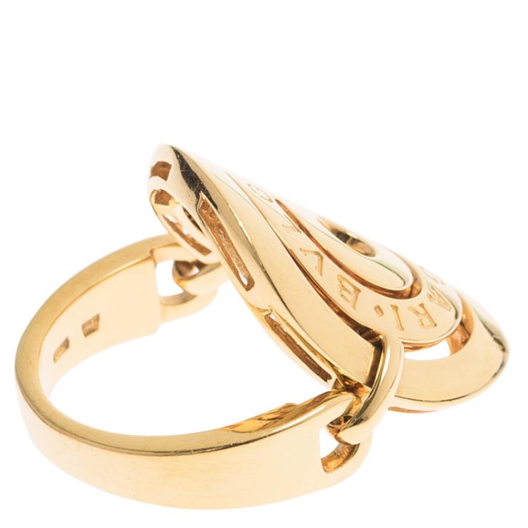 Pre Owned Bvlgari Cerchi Yellow Gold Ring Size 53