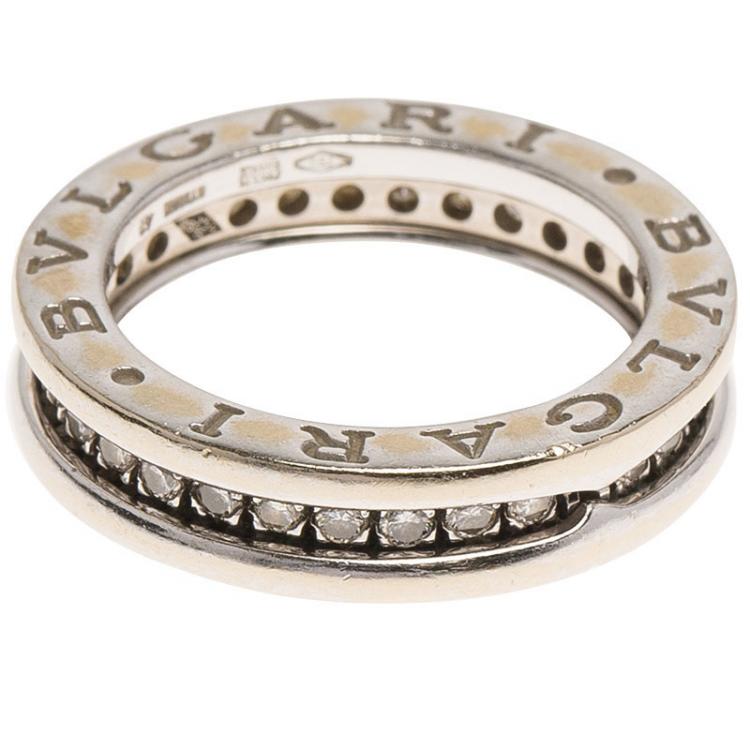 Pre Owned Bvlgari B.Zero1 1-Band Diamond White Gold Band Ring Size 48