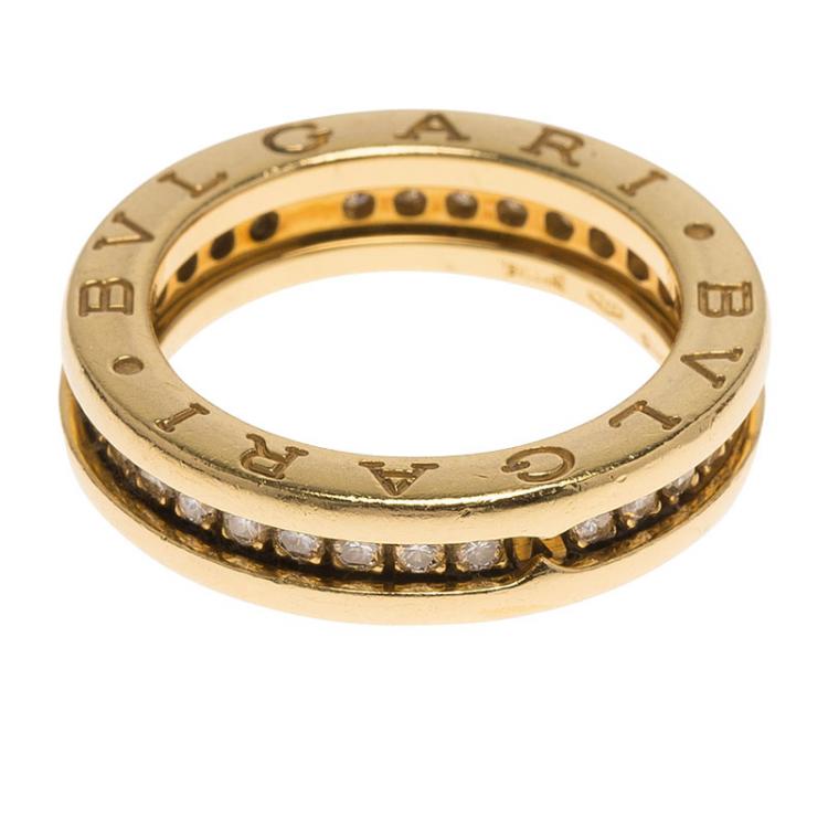 Pre Owned Bvlgari B.Zero1 1-Band Diamond Yellow Gold Ring Size 51