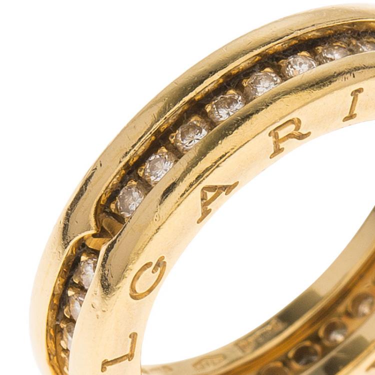 Pre Owned Bvlgari B.Zero1 1-Band Diamond Yellow Gold Ring Size 51