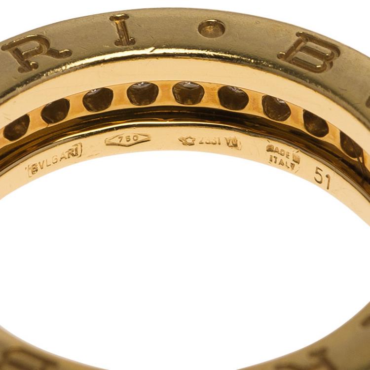 Pre Owned Bvlgari B.Zero1 1-Band Diamond Yellow Gold Ring Size 51