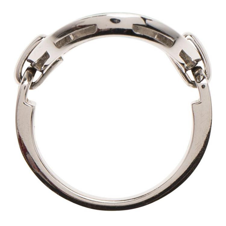 Pre Owned Bvlgari Cerchi White Gold Ring Size 54