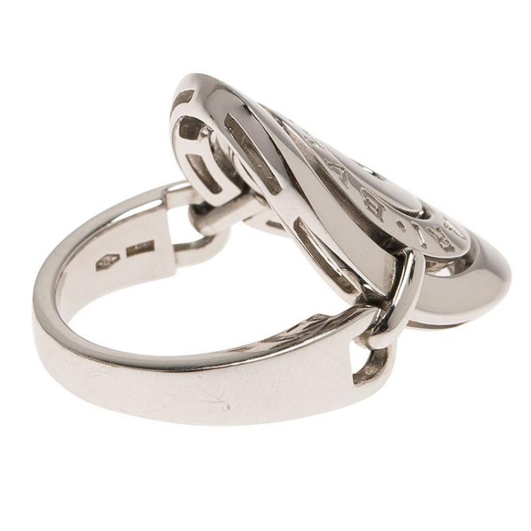 Pre Owned Bvlgari Cerchi White Gold Ring Size 54