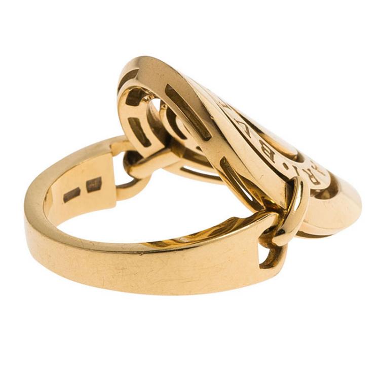 Pre Owned Bvlgari Cerchi Yellow Gold Ring Size 53
