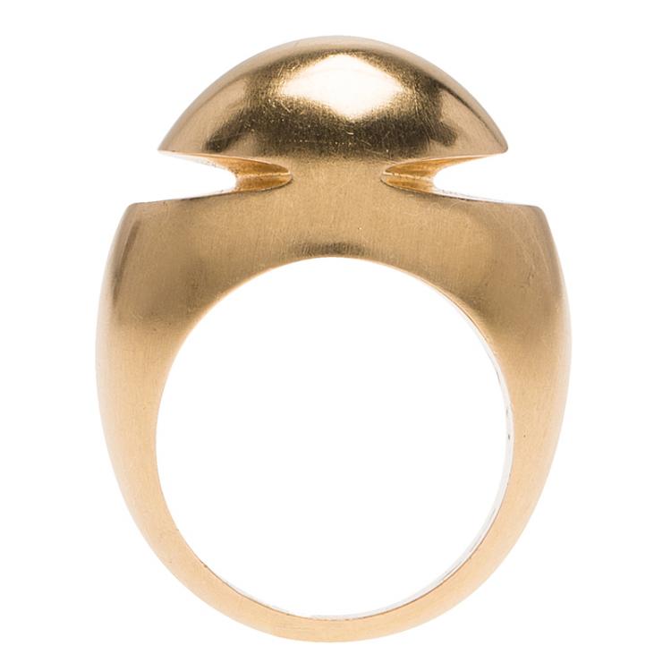Pre Owned Bvlgari Fancy High Dome Rose Gold Ring Size 53