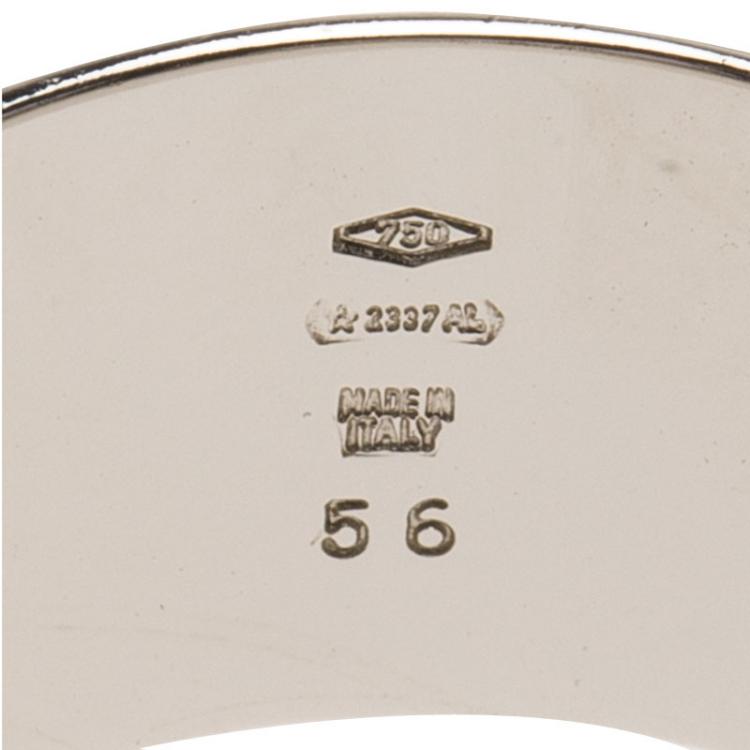 Pre Owned Bvlgari Monologo White Gold Band Ring Size 56