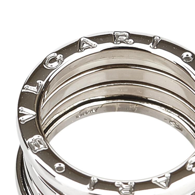 Pre Owned Bvlgari B.zero1 3-Band White Gold Ring Size 53