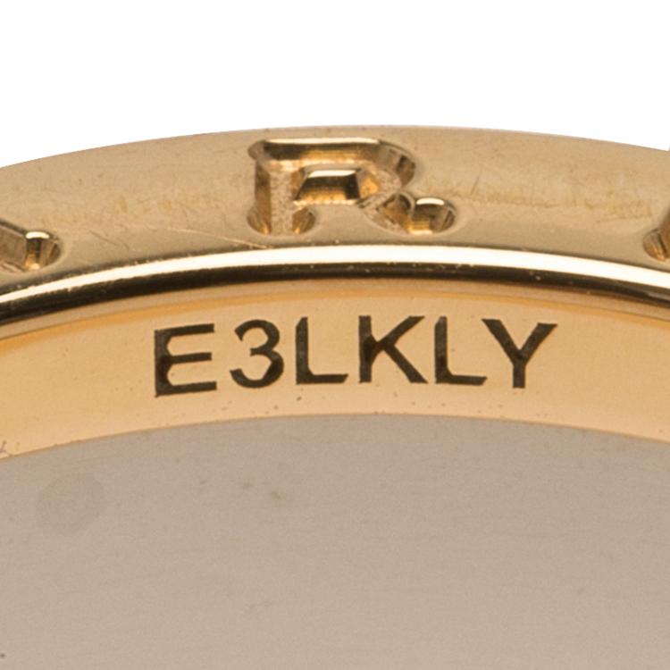 Pre Owned Bvlgari B.Zero1 White Ceramic Rose Gold Band Ring Size 54