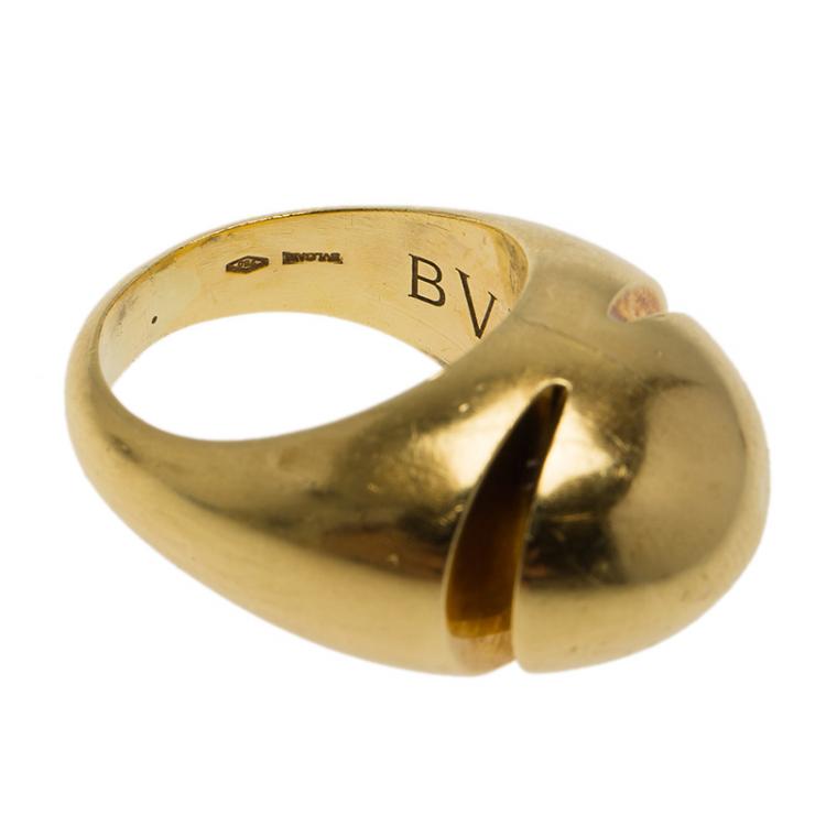 Pre Owned Bvlgari Fancy High Dome Rose Gold Ring Size 52.5