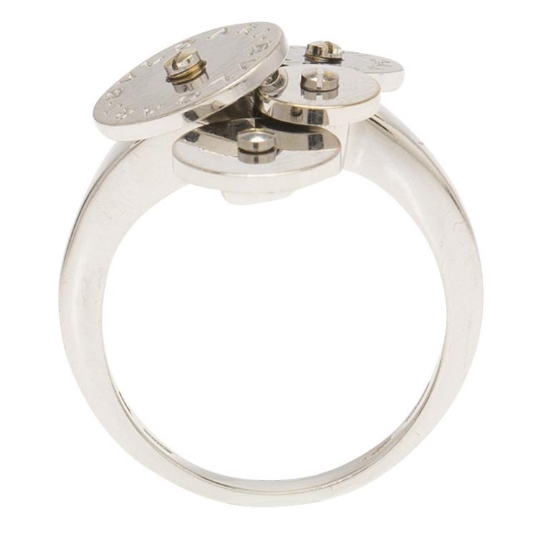 Pre Owned Bvlgari Cicladi White Gold Cocktail Ring Size 52