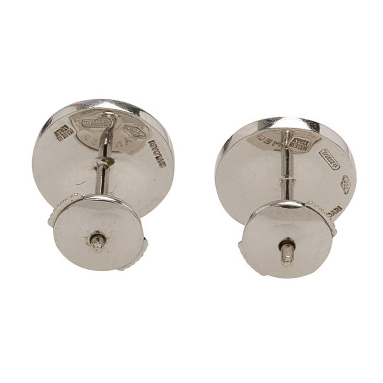 Pre Owned Bvlgari Bvlgari Onyx White Gold Stud Earrings