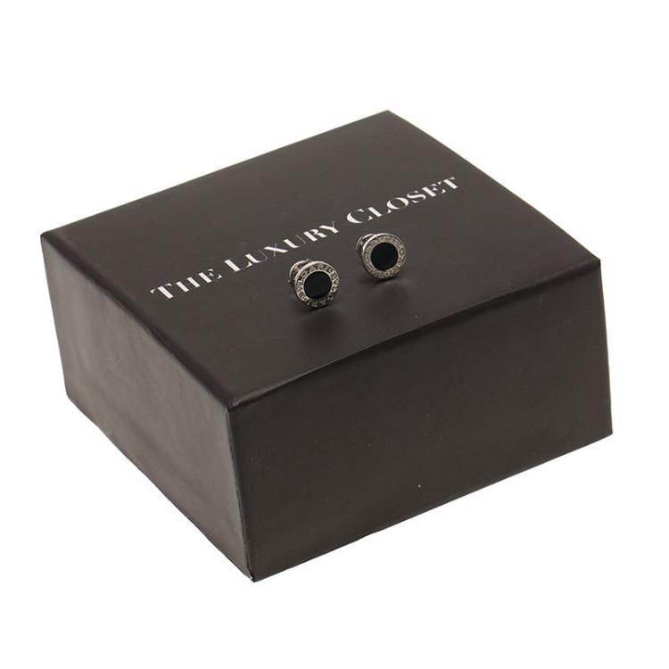 Pre Owned Bvlgari Bvlgari Onyx White Gold Stud Earrings