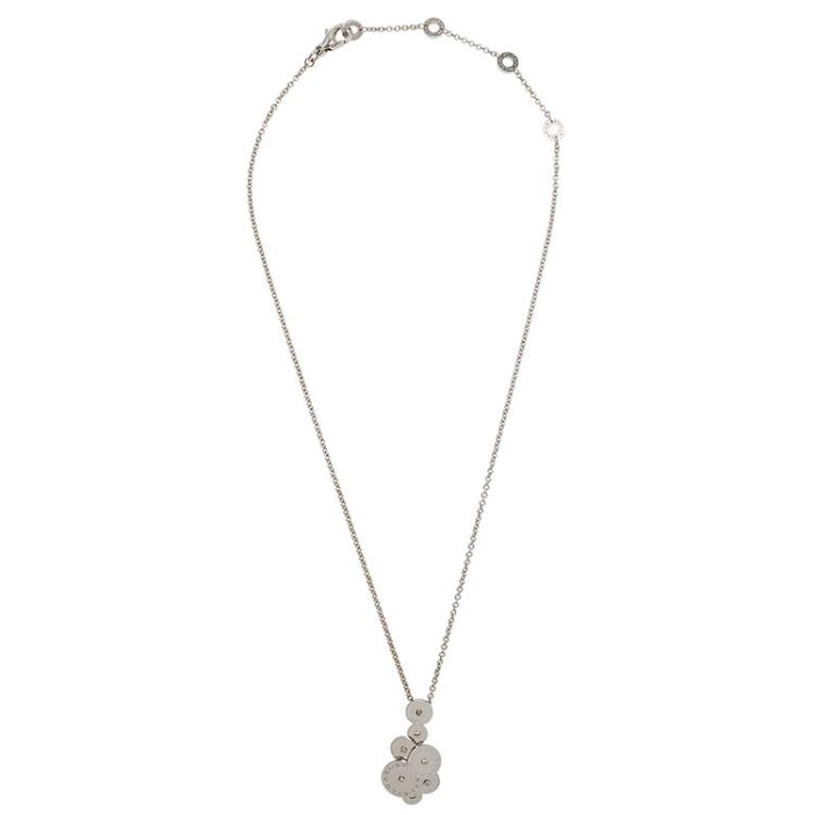 Pre Owned Bvlgari Cicladi 18k White Gold Drop Pendant Chain Necklace