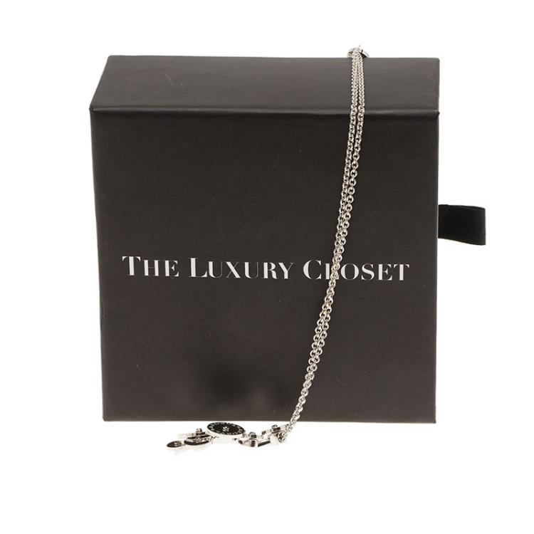 Pre Owned Bvlgari Cicladi 18k White Gold Drop Pendant Chain Necklace