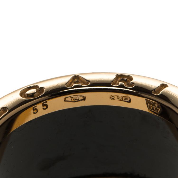 Pre Owned Bvlgari B.Zero1 4-Band Black Ceramic Rose Gold Ring Size 55