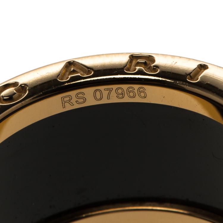 Pre Owned Bvlgari B.Zero1 4-Band Black Ceramic Rose Gold Ring Size 55