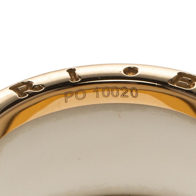 Pre Owned Bvlgari B.Zero1 4-Band White Ceramic Rose Gold Ring Size 55