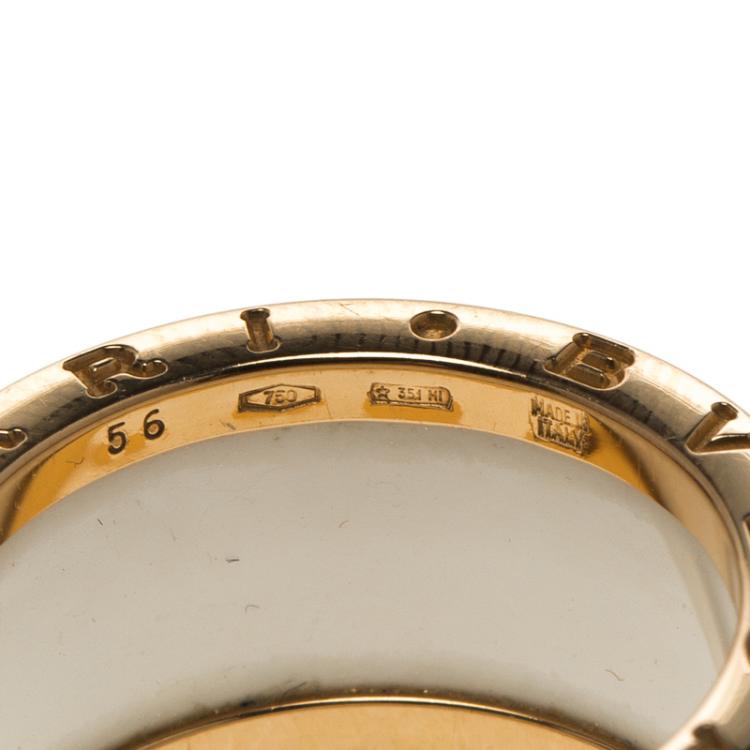 Pre Owned Bvlgari B.Zero1 4-Band White Ceramic Rose Gold Ring Size 55