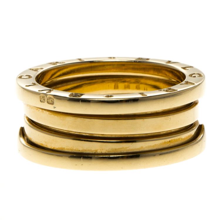 Pre Owned Bvlgari B.Zero1 3-Band Yellow Gold Ring Size 56