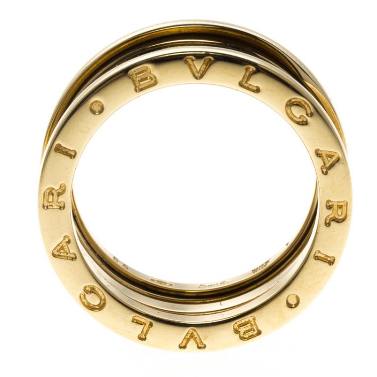 Pre Owned Bvlgari B.Zero1 3-Band Yellow Gold Ring Size 56