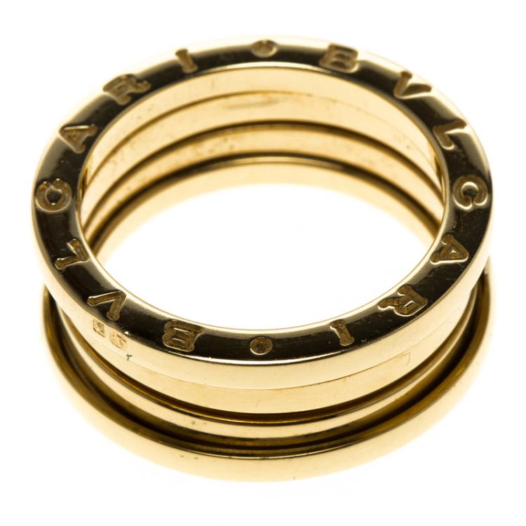 Pre Owned Bvlgari B.Zero1 3-Band Yellow Gold Ring Size 56