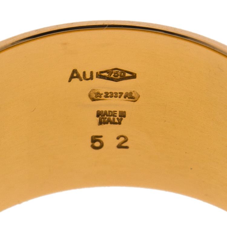 Pre Owned Bvlgari Monologo 18k Rose Gold Band Ring Size 52